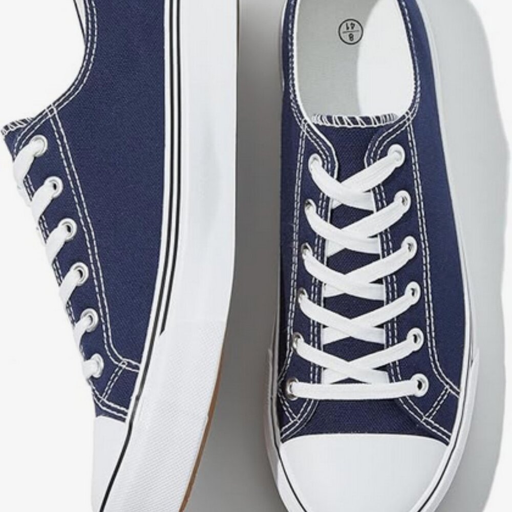 Navy Blue Canvas Sneakers | Like Brand New | Women's 12.5 or Men's 10.5